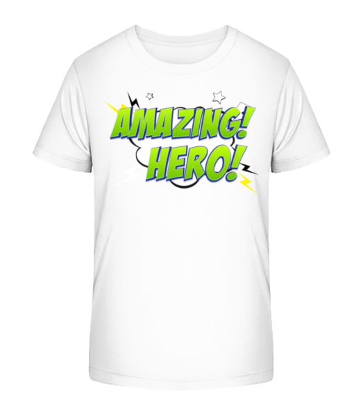 Amazing Hero Icon - Kid's Bio T-Shirt Stanley Stella - White - Front