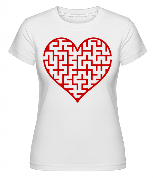 Heart Maze Red -  Shirtinator Women's T-Shirt - White - Vorn