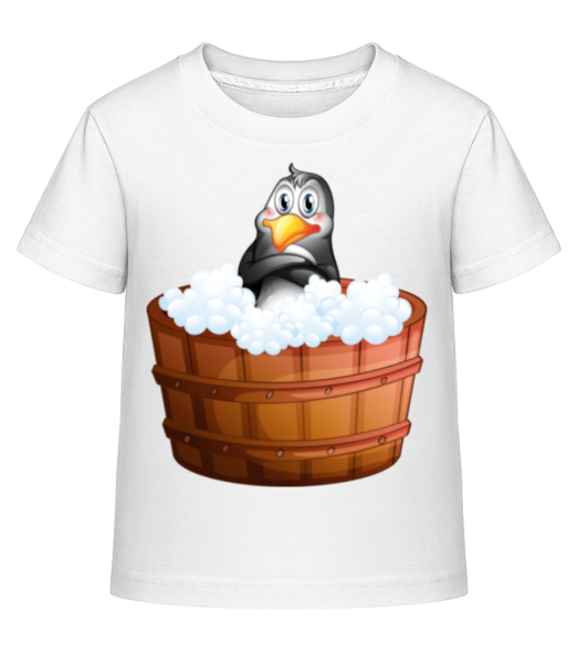 Penguin In Bubble Bath - Kid's Shirtinator T-Shirt - White - Front