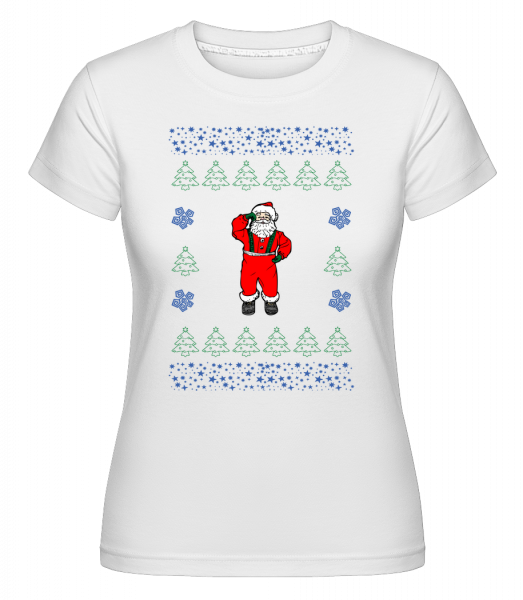 Santa Knitting Pattern -  Shirtinator Women's T-Shirt - White - Vorn