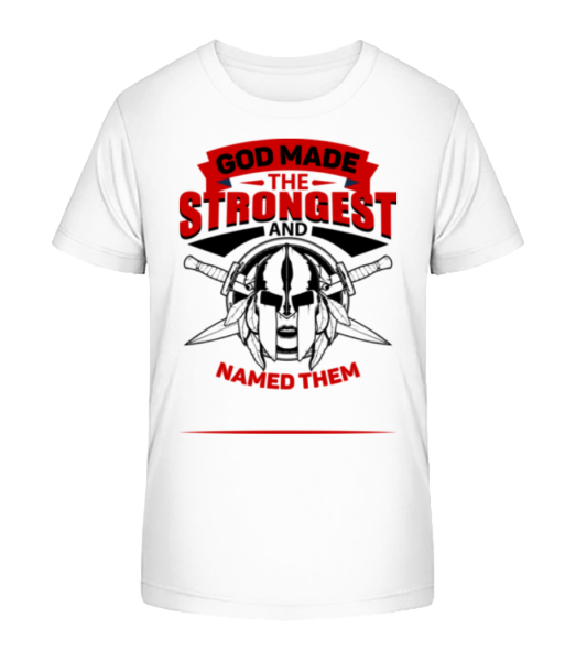 God Named The Strongest - Kid's Bio T-Shirt Stanley Stella - White - Front