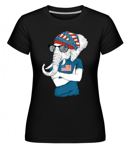 Hipster Elephant -  Shirtinator Women's T-Shirt - Black - Front